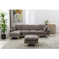 thumbnail image 4 of L-Shaped Sectional Sofa with Movable Ottaman, Modern Upholstered Accent Sofa with 2 Pillows Padded Back and Gold Metal Legs Sectional Couch for Living Room Bedroom Apartment, Gray, 4 of 7