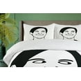 thumbnail image 4 of Ambesonne Humor Duvet Cover Set, Oh Crap Troll Face Guy, 2-Calking, Black and White, 4 of 7