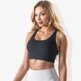 thumbnail image 4 of Women's Scoop Neck Stretchy Cropped Banded Criss Cross Back Sports Bra-Small, Black, 4 of 6