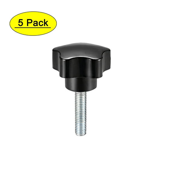 Uxcell M8 x 25mm Male Thread 38mm Head Star Knobs Zinc Plated Black 5 Pack