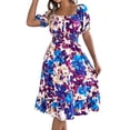 thumbnail image 1 of Vestido de Verano de Manga Corta para Mujeres V Cuello Suelto Vestido de Impresión, Vestido de Poliéster de Moda Sexy Casual para el Ocio, la Fiesta, la Fecha Y el Trabajo, 1 of 4