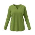 thumbnail image 6 of VBVC Women's V Neck Long Sleeve T Shirts , Ladies Casual Slim Stretchy Tunic Tops , Fall Winter Basic Dressy Shirts For Women, *Green , Small, 6 of 6