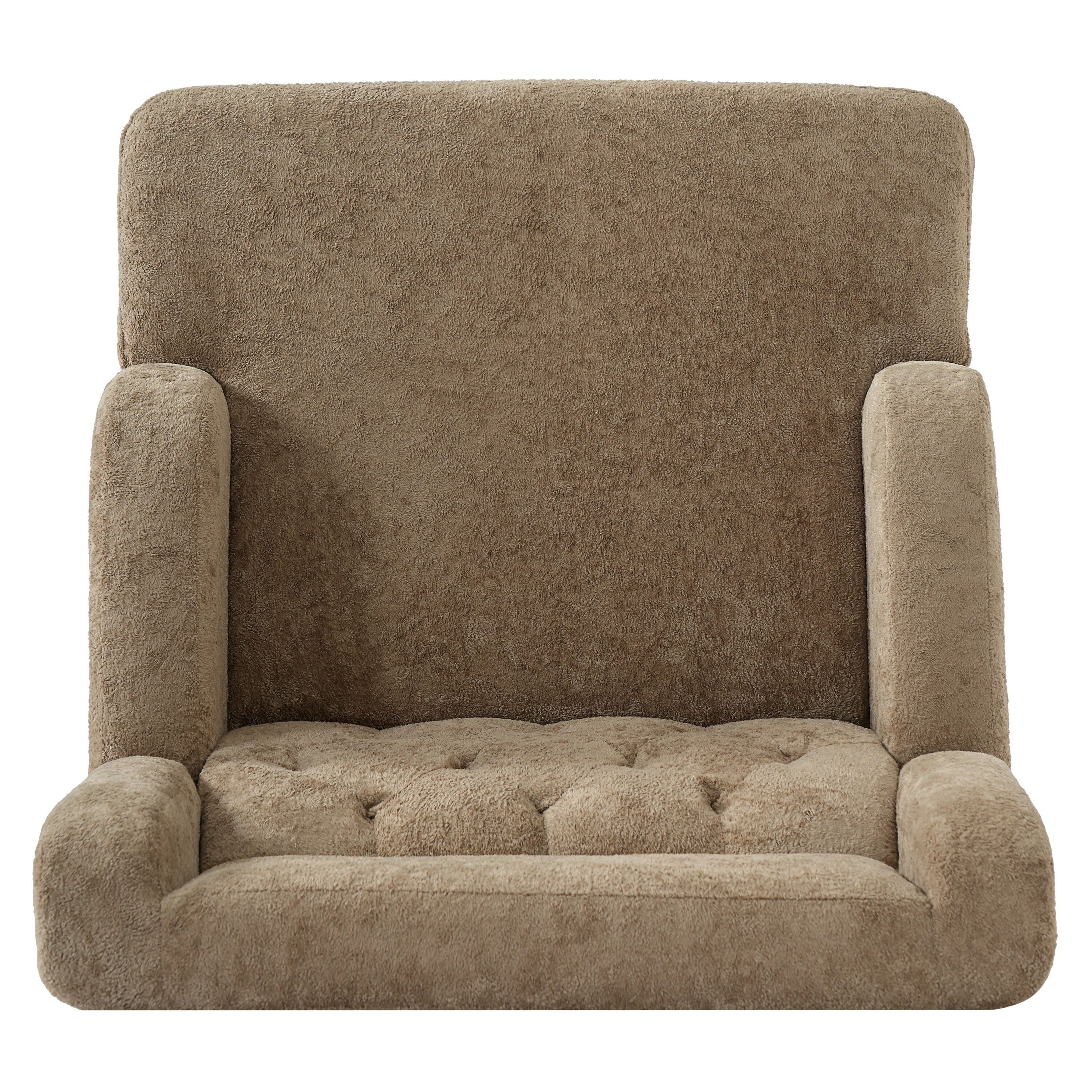 Euroco Modern Accent Chair,Upholstered Armchair with Solid Wood Frame,Comfy Reading Chair,Living Room Chair for Bedroom, Guest Room,Brown