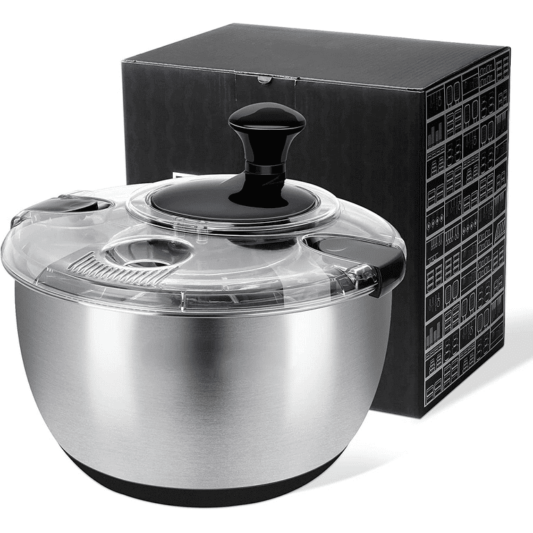 Salad Spinner Stainless Steel Large, Vegetable Washer with 4.2 Qts Bowl,  Lettuce