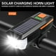 thumbnail image 1 of Luz delantera para bicicleta recargable por USB con panel solar | Linterna impermeable para bicicleta con bocina | 3 modos | Fácil instalación | Larga duración de batería | Para seguridad en ciclismo, 1 of 2