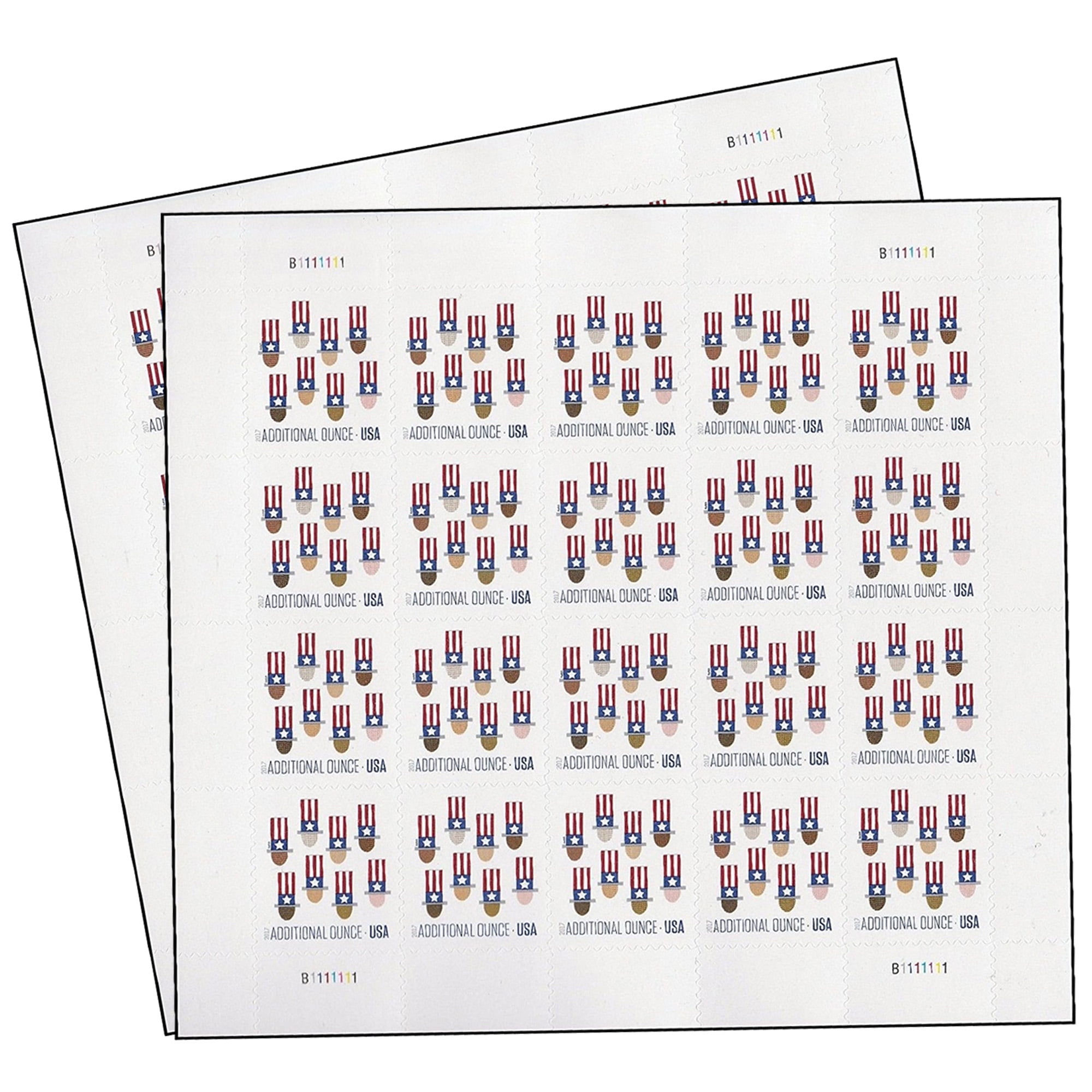 Uncle Sam’s Hat USPS ADDITIONAL Ounce Rate Postage Stamp 2 Sheets of 20