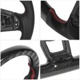 thumbnail image 3 of Volante Personalizado, Volante De Fibra De Carbono Con Costuras Rojas De Cuero Perforado De Fondo Plano Para GLI R GTD, 3 of 7