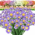 thumbnail image 2 of Morttic Artificial Daisy Flowers, 8PCS Fake Daisy Greenery Bush Faux Plastic Shrubs Garden Porch Window Home Kitchen Indoor Outdoor Spring Decorations, Purple, 2 of 7