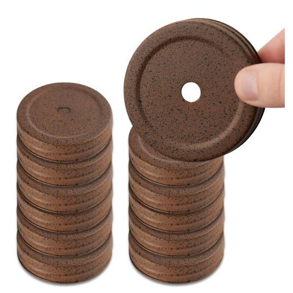 12pc Rusted Black-Speckled Tin Mason Jar Lid Set - for Rustic Decor - Factory Direct Craft