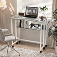 thumbnail image 3 of Ktaxon Wood Folding Computer Desk Office Laptop PC Work Table Home Drawer & Keyboard Tray, Gray, 3 of 6