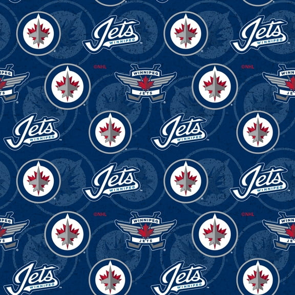 Winnipeg Jets Cotton Fabric with Tone on Tone Print and Matching Solid Cotton Fabrics