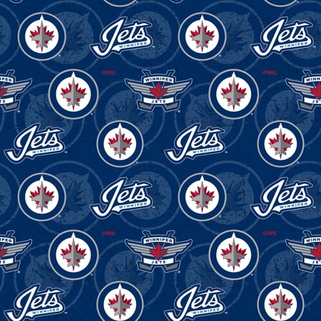 Winnipeg Jets Cotton Fabric with Tone on Tone Print and Matching Solid Cotton Fabrics
