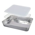 Stainless Steel Baking Pan Tray With Cooling Rack Cover Set Cake Baking