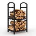 thumbnail image 2 of Kojooin 30 in Firewood Rack, Outdoor Indoor Log Rack with Kindling Hooks for Fireplace, Patio or Deck Storage, 2 of 8