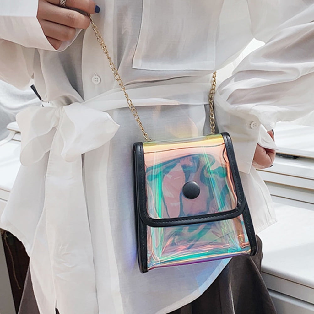 clear iridescent bag