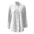 thumbnail image 3 of Womens Waffle Knit Shacket Boyfriend Shirt Jacket Button Down Blouse Loose Fit Long Sleeve Tops, 3 of 5