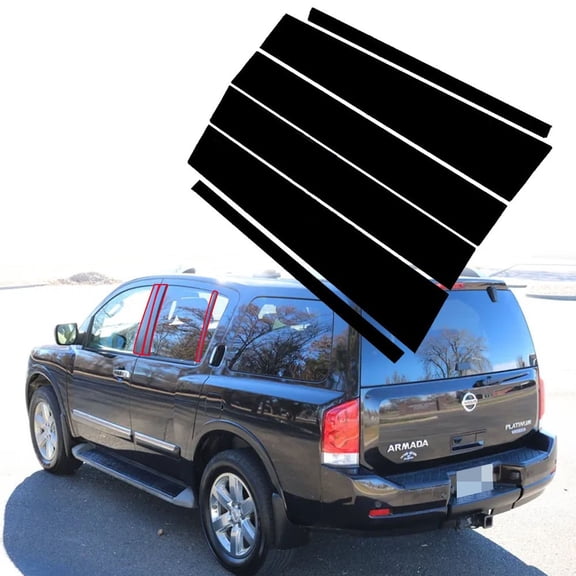 6pcs Glossy Black Pillar Posts Window Door Covers Trim For 2005-2014 Nissan Armada