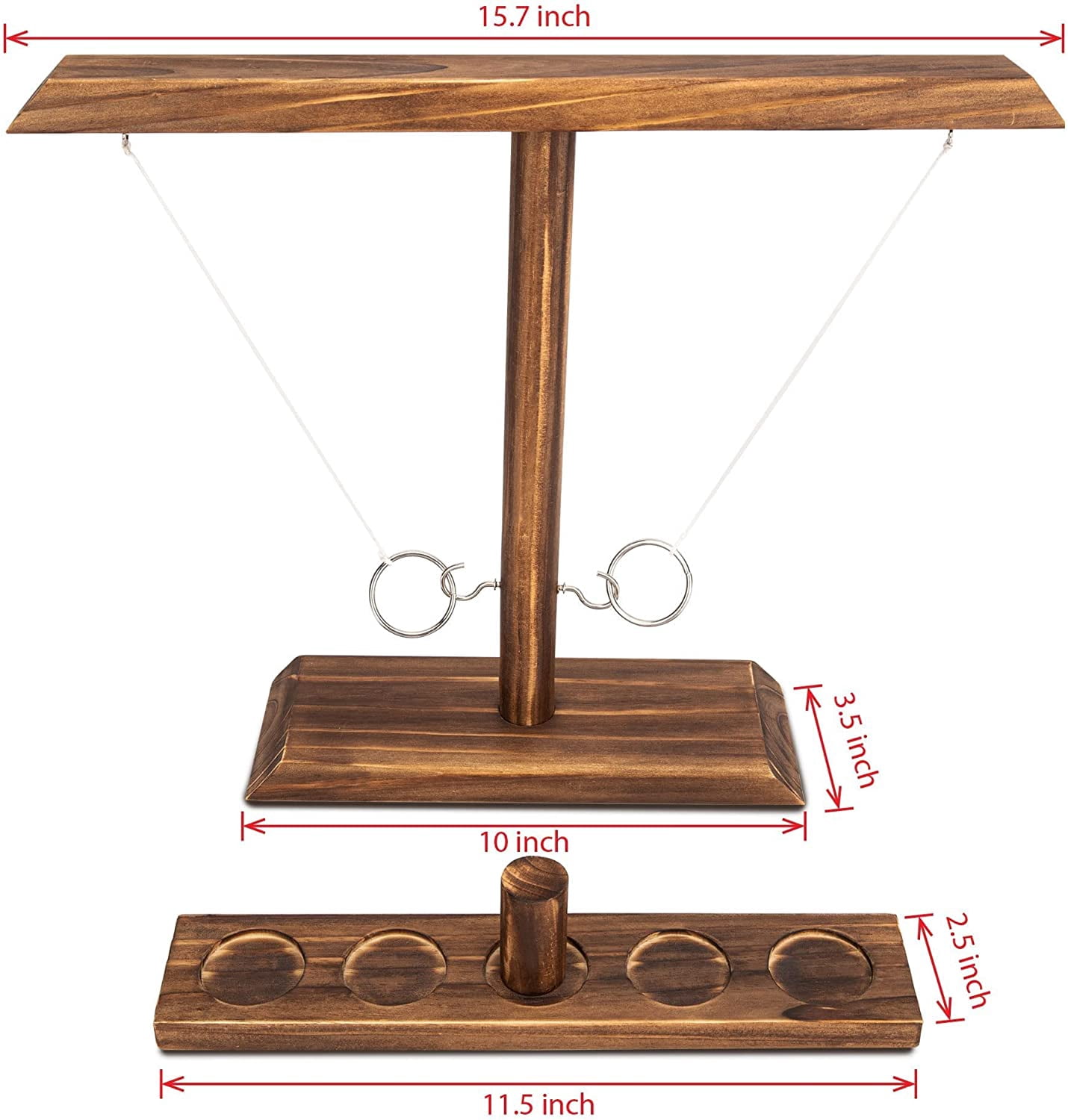 AsaVea Hook and Ring Party Game Outdoor Indoor - Pine Wood, Handmade, L Size