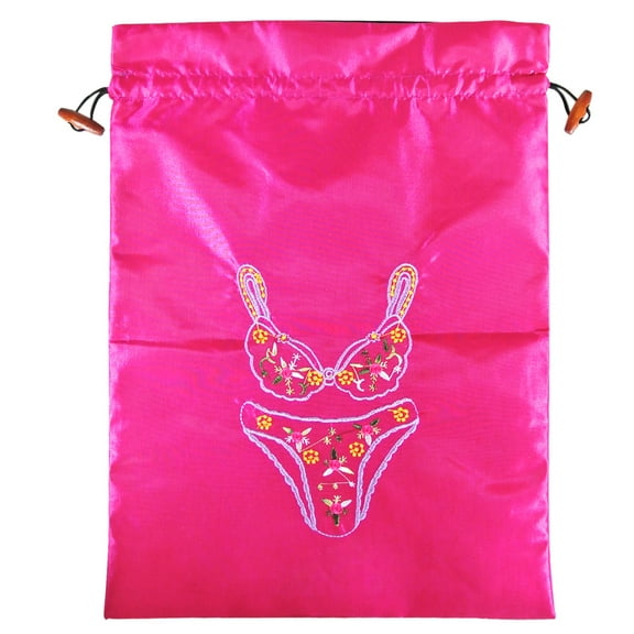 Wrapables® Silk Embroidered "Bra & Panties" Lingerie Bag - Magenta