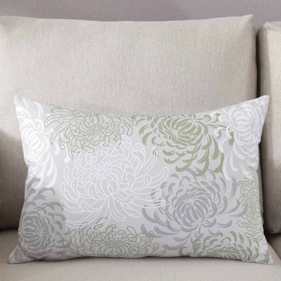 Decorative Pillow Cover 12x20 Inch Vintage Floral Lumbar Pillow Cover Sage Green Gray Soft Cushion Covers for Sofa Couch Bed, Living Room Home Decor