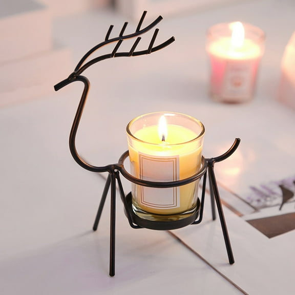 PRETXORVE Home Decor, Room Decor, Iron Deer Candle, Candle Cup, Christmas Romantic Candlelight Dinner Prop, Table Home Desktop Decoration
