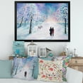 thumbnail image 3 of Couple In Love Walks During Snowy Winter Times 20 in x 12 in Framed Painting Canvas Art Print, by Designart, 3 of 4