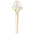 thumbnail image 3 of ANGARA Freshwater Cultured Pearl Ring with Bypass Shank in 14K Yellow Gold for Women | June Birthstone, Birthday, Anniversary, Jewelry Gift for Women | Pearl Ring, 3 of 9