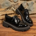 thumbnail image 7 of Womens Chunky Platform Sneakers - Black Patent Lace Up Shoes for Casual Everyday Wear,Size 5.5, 7 of 7