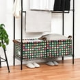 thumbnail image 3 of Yayeee Foldable Storage Basket for Shelves with Handles Set of 2 Waterproof Cloth Bins, Green Block Pattern, 3 of 7