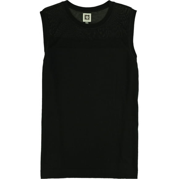 Anne Klein Womens Illusion Knit Sweater, Black, Small