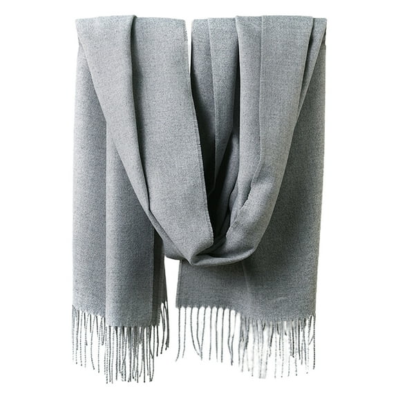 Warm Long Scarves Winter Scarfs Pure Color Scarf Tassel-grey