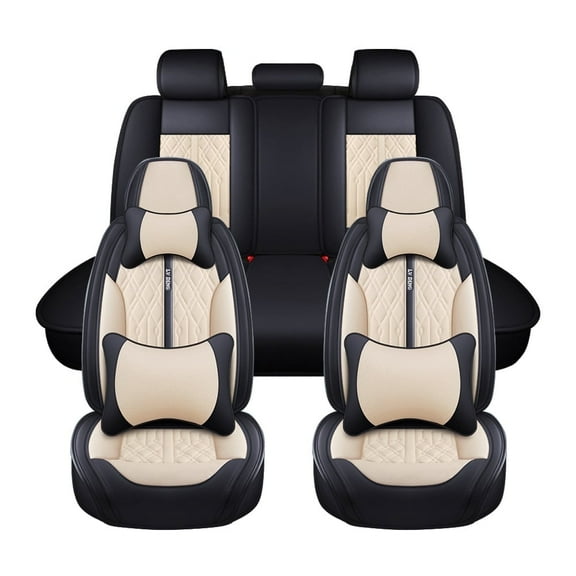 Maidao Car Seat Pad Water Proof for Mitsubishi for Eclipse Cross 2018-Present 5 Seats with Backrest Black Beige