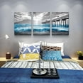 thumbnail image 4 of Black And White Beach Wall Paintings Wall Decorations For Living Room Canvas Wall Art For Bedroom Office Wall Decor Blue Ocean Sea Wave Pictures Prints Artwork Modern Home Decor 3 Piece, 4 of 6