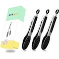 thumbnail image 7 of Mini Tongs with Silicone Tips 7-Inch Kitchen Tongs, Set of 3 (Black), 7 of 7