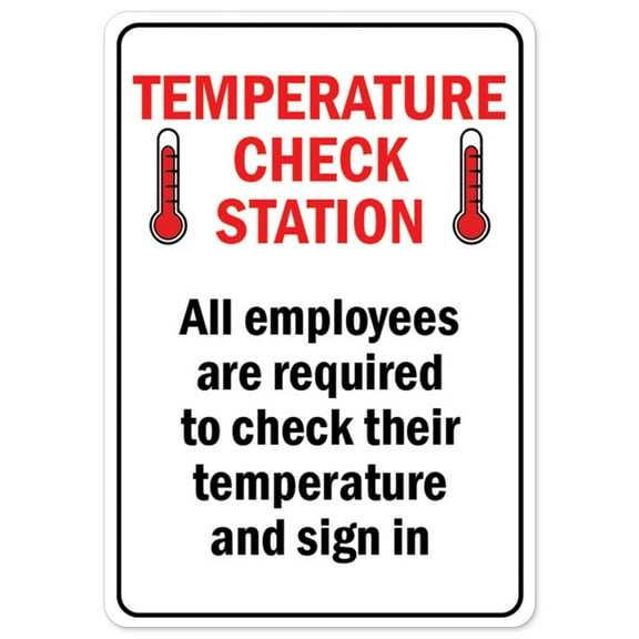 SignMission OS-NS-RD-710-25472 Covid-19 Notice Sign - Temperature Check Station