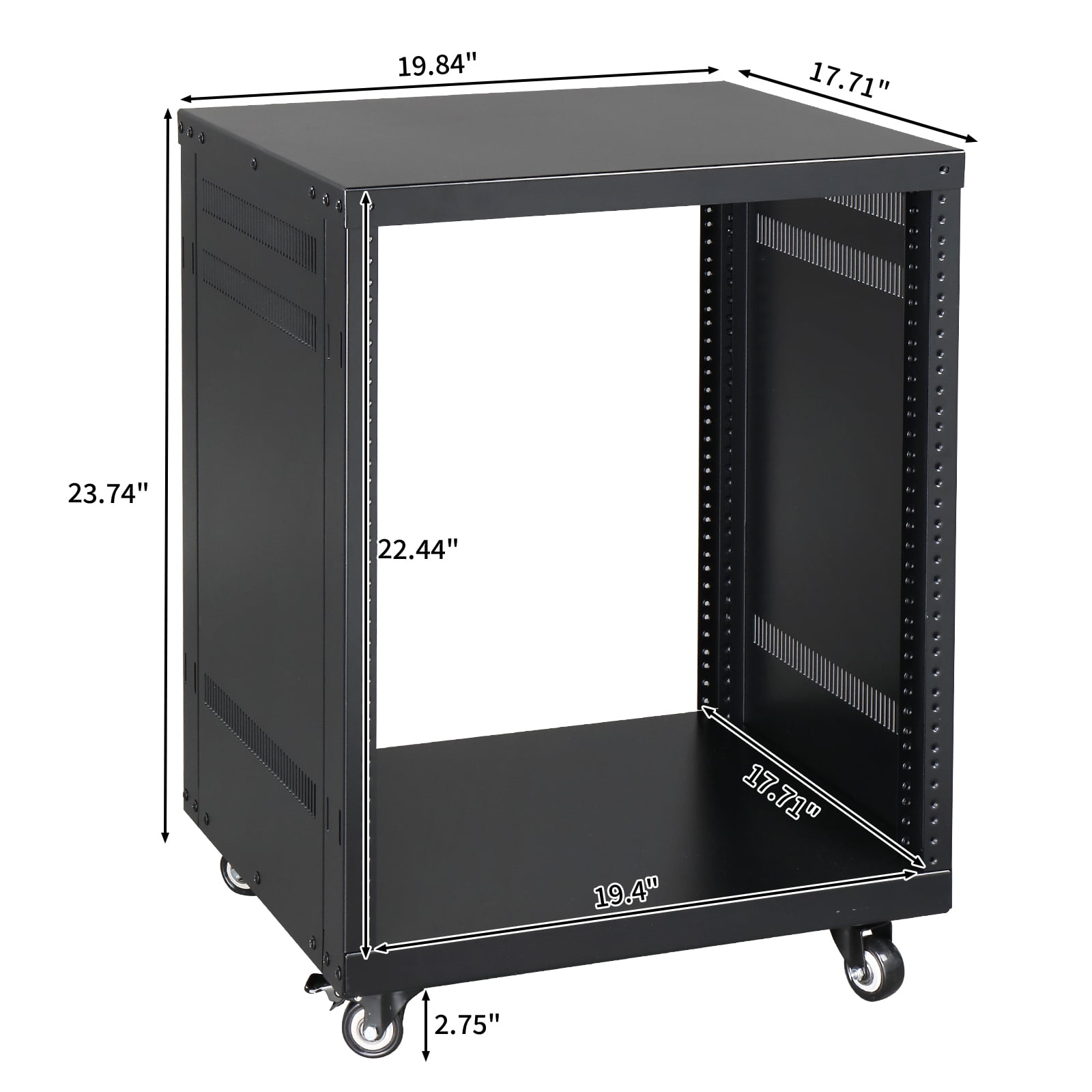 19" 12U Component Rack Cabinet DJ Equipment Cabinet for o Video Musical & IT Equipment Mounting Black