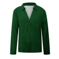 thumbnail image 4 of IROINNID Shirt for Women Deals Summer Long Sleeve Blouse Turn-down Lapel Casual Basic Tops T-Shirt,Green, 4 of 5