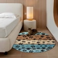 thumbnail image 3 of Round Area Rug 3 Ft, Light Blue Brown Washable Non-Slip Circle Carpet for Living Room/Bedroom, Rustic Farmhouse Dog Paw Vintage Low-Profile Small Floor Mats Collection Rugs for Indoor, 3 of 7