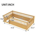 thumbnail image 3 of Netrum Twin Floor Bed Frame with Fence,Montessori Wooden Floor Twin Size Beds with Safety Guardrails for Bedroom,Mattress not included,Natural, 3 of 8