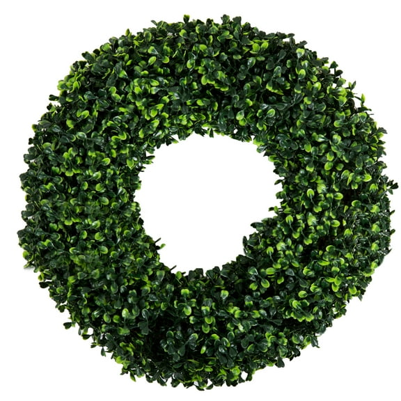Boxwood Wreath Artificial Wreath for the Front Door by Pure Garden Home Decor UV Resistan