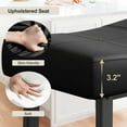 thumbnail image 5 of 24 Inch Backless Saddle Barstools Set of 2, Counter Height Upholstered Padded Barstools with Curved Surface, Metal Leg and Footrest, for Kitchen Counter, Home Bar, 5 of 7