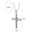 thumbnail image 5 of Huepoe Men Necklace Shiny Rhinestones Cross Pendant Bamboo Chain Necklace Smooth Appearance Necklace Jewelry Gift, 5 of 7