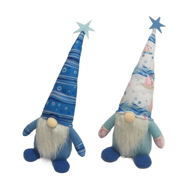 2pcs Ocean Style Decorative Gnome Dolls Muñecas Muñecas sin rostro Decoraciones de escritorio de la fiesta