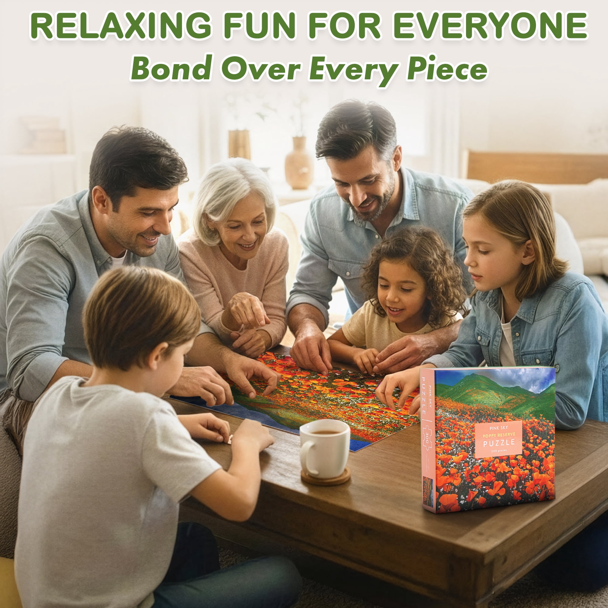 Poppy Reserve Pink Sky Puzzle 300 Piece Cylinder Box Gift Jigsaw Puzzle