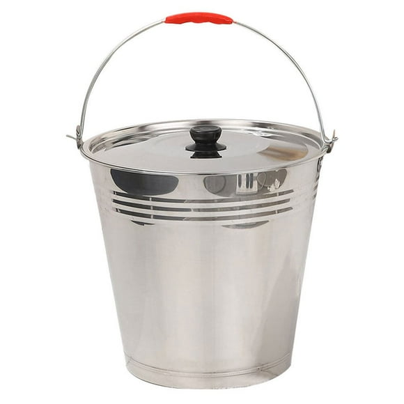 Lindbes 1pc Stainless Steel Bucket Household Water Bucket Multi-purpose Bucket with Lid