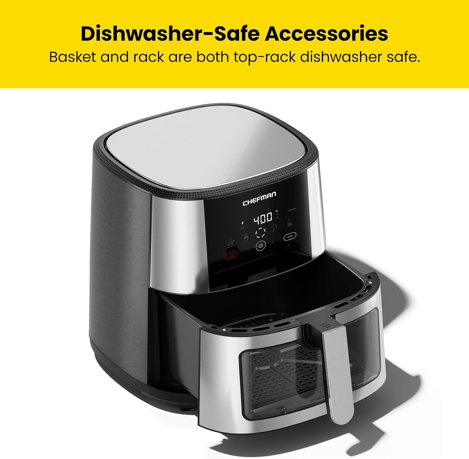 Chefman Turbofry Air Fryer w/ Digital Controls, 8 Qt Capacity, Windowed Basket - Stainless Steel