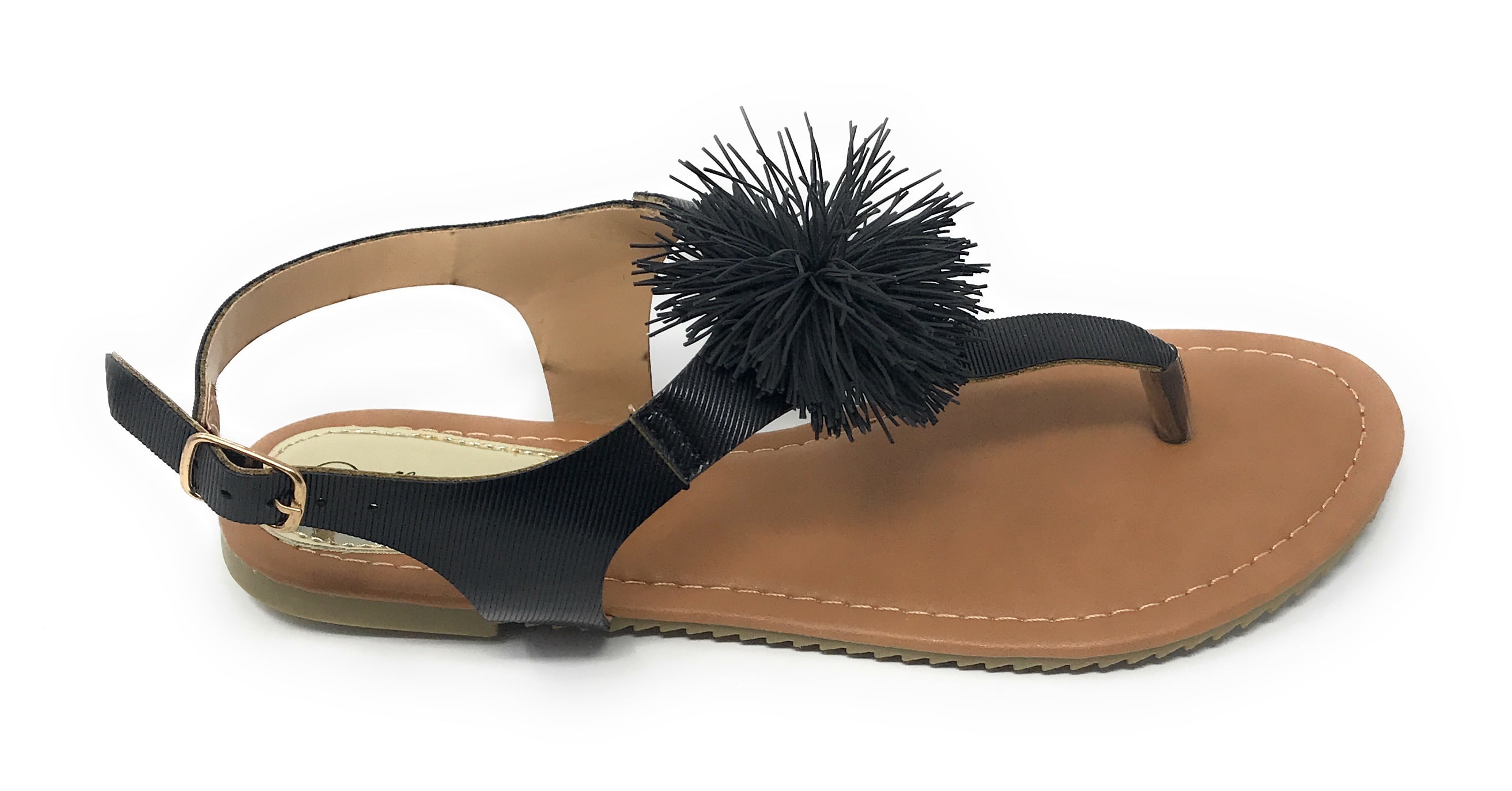 Victoria K Women's PomPom With Side Buckle Sandals
