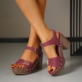 thumbnail image 5 of Modisza Women Chunky Platform Block Heel Sandal with Buckles Ankle Strap Cork Wedge Open Toe Slides Lady Summer Dressy Shoes Pink 6.5, 5 of 8