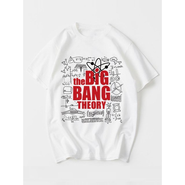 Big Bang Theory Graphic Cotton T-Shirt for Men - Black Casual Summer Tee with White Print, Comfortable Design, Machine Washable, Casual Sporty Tee, Summer Gifts