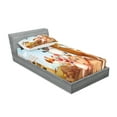 thumbnail image 2 of Ambesonne Animal Fitted Sheet & Pillow Sham Set, Animals in Farm Art, Twinxl, Pale Blue and Brown, 2 of 2